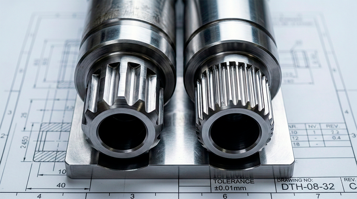 Конструктивные отличия DHD и QL: шлицевые соединения хвостовиков буровых коронок